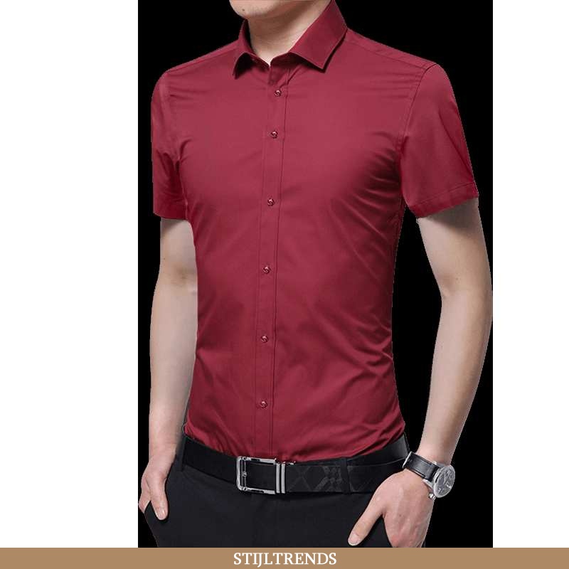 Overhemden Heren Overhemd Kort Mouw Slim Fit Wit