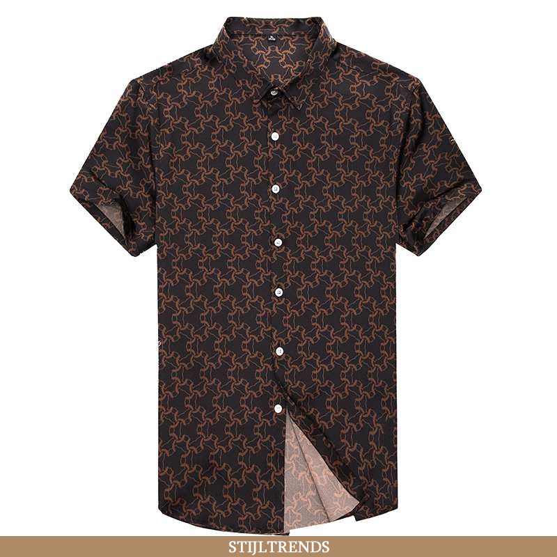 Overhemden Heren Overhemd Zijden Print High End
