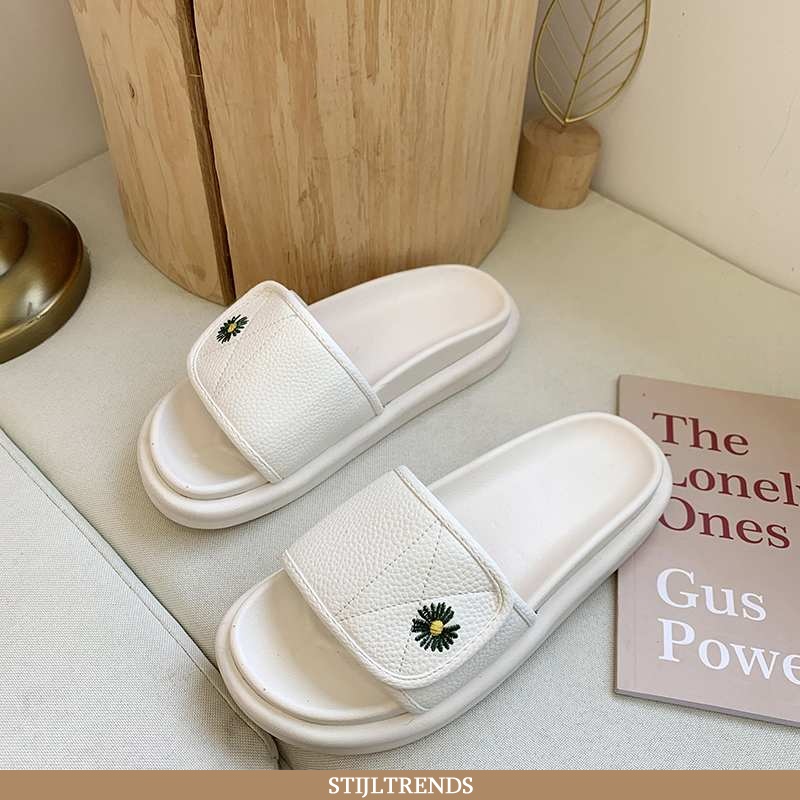 Pantoffels Dames Met Plateauzool Bovenkleding Witte