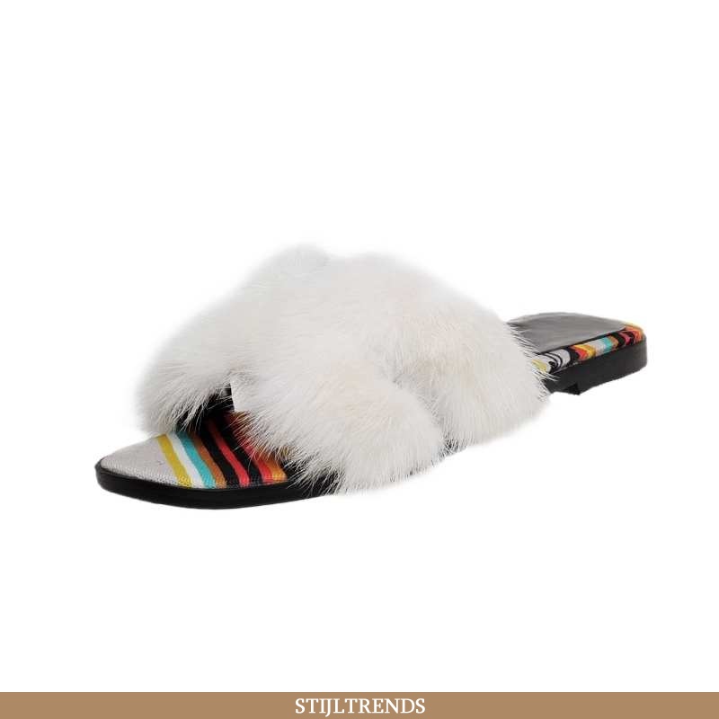 Pantoffels Dames Platte Bovenkleding Witte