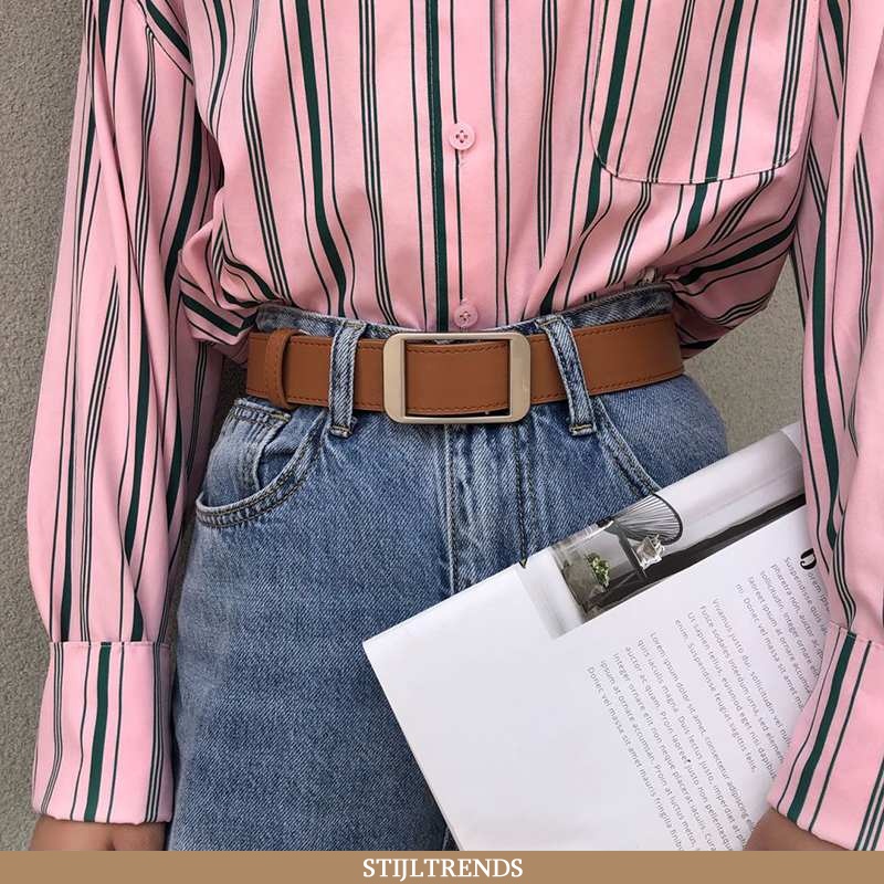 Riem Dames Spijkerbroek Jeans Leren Casual Khaki