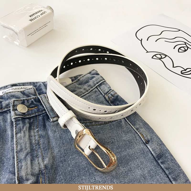Riem Dames Spijkerbroek Jeans Leren Trendy Decoratie