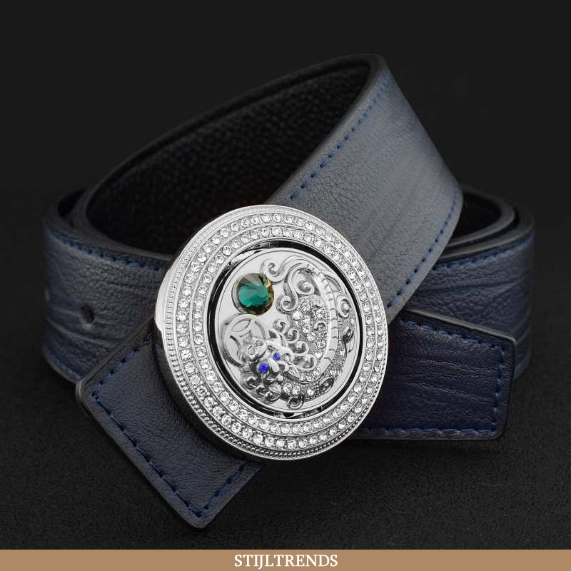 Riem Heren Leren Casual Donkerblauw