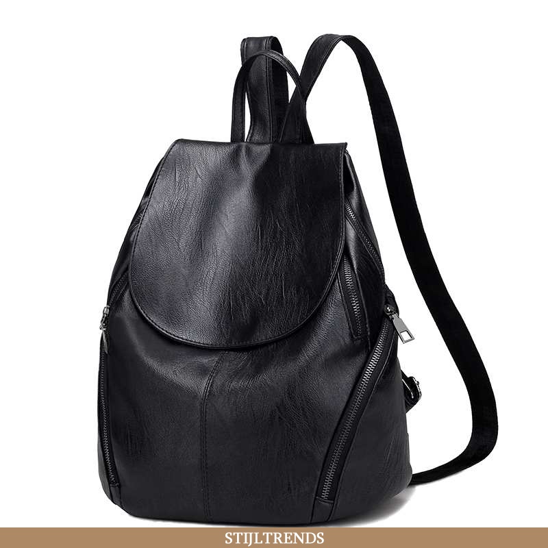 Rugzak Dames Schooltas Leren Casual Zwart
