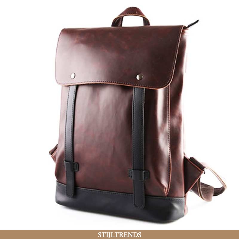 Rugzak Heren Computer Tas Leren Vintage Nieuw
