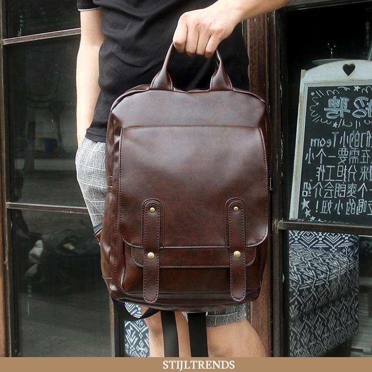 Rugzak Heren Schooltas Leren Casual Instituut