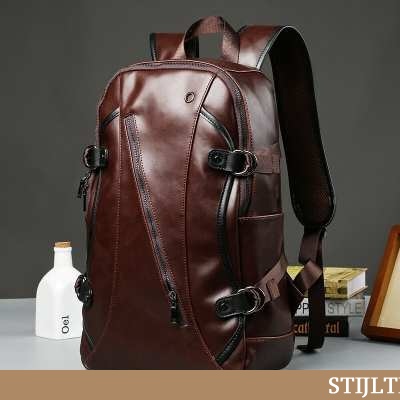 Rugzak Heren Schooltas Leren Hippe Vintage