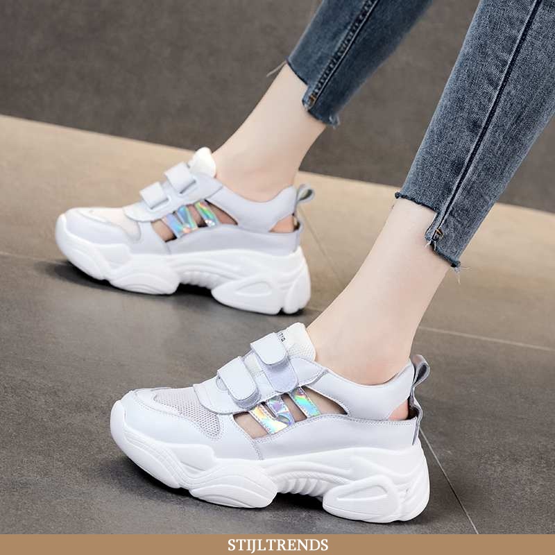 Sandalen Dames Tas Met Plateauzool Velcro