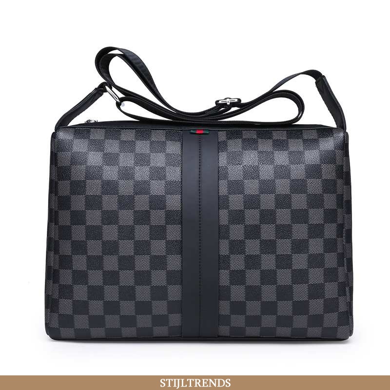 Schoudertas Heren Messenger Tas Leren Trendy Zwart