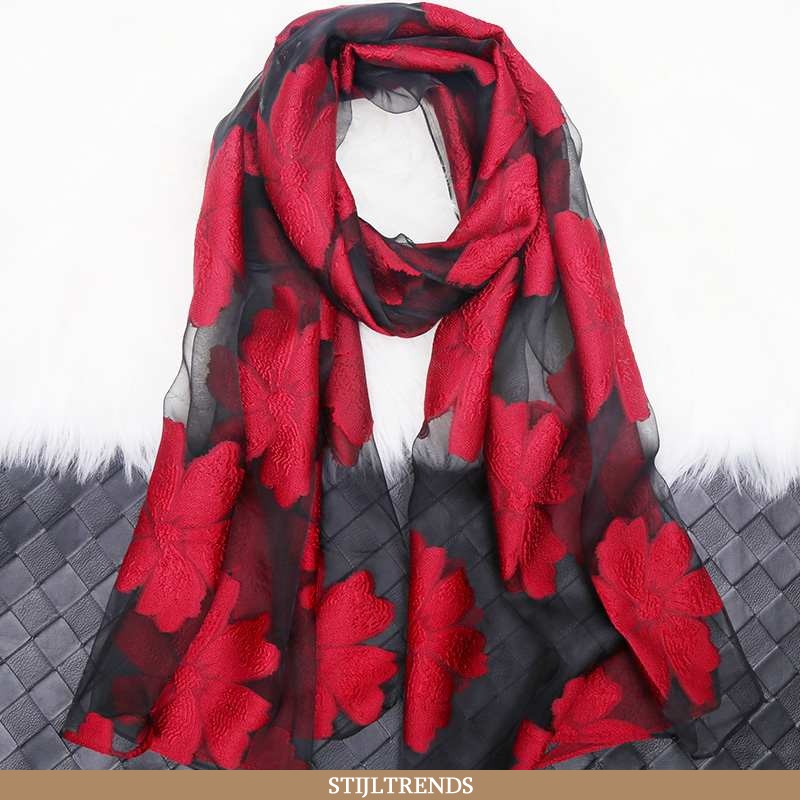 Sjaal Dames Broderie Vrouwen Rood