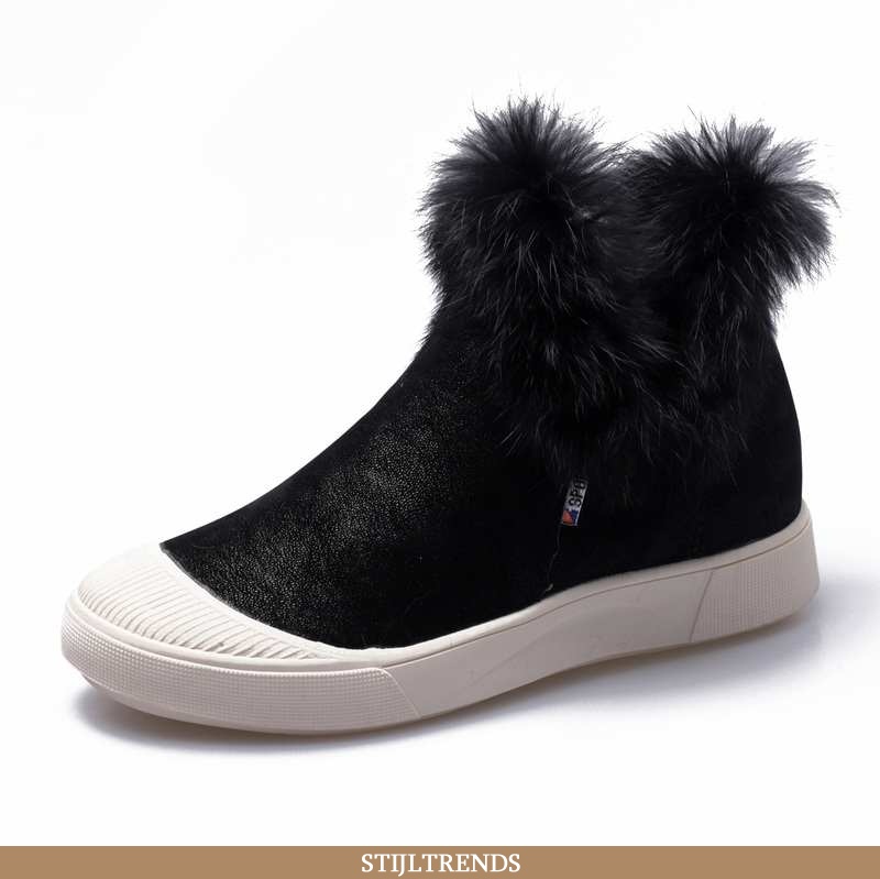 Sneeuwlaarzen Dames Laars Suede Winter Zwart