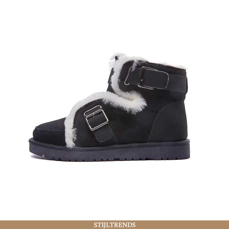 Sneeuwlaarzen Dames Schoenen Suede Biker Rood