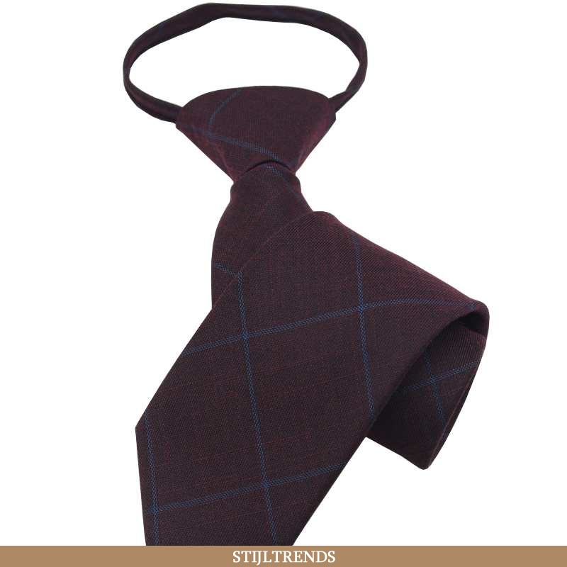 Stropdas Heren Geruit Rood Bordeaux