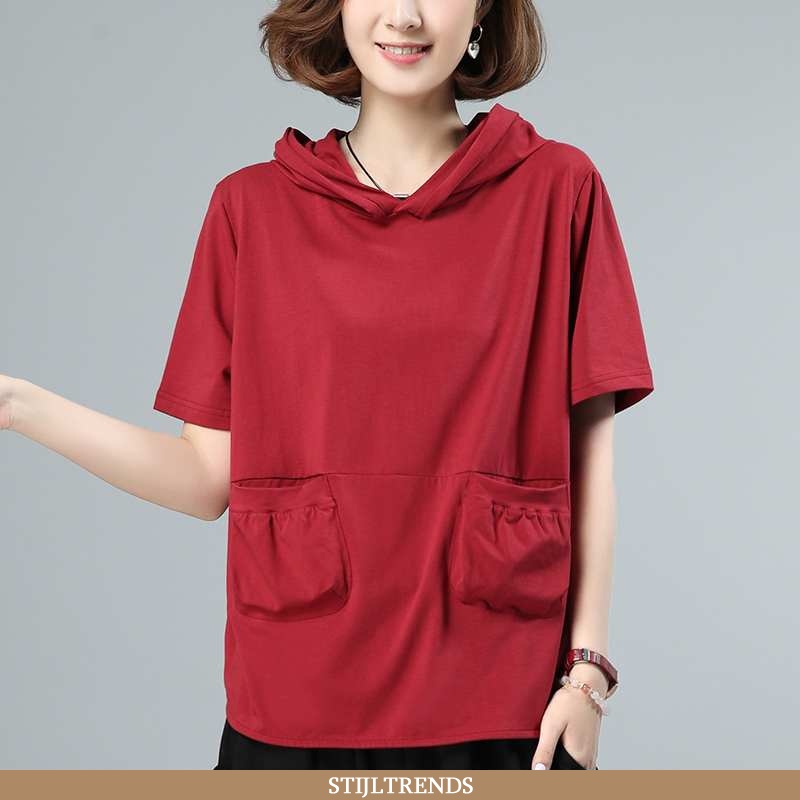 T-shirts Dames Comfort Effen Kleur Rood