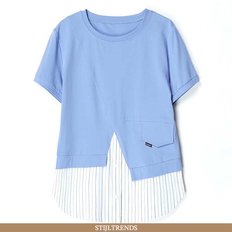 T-shirts Dames Comfort Ronde Hals Blauwe