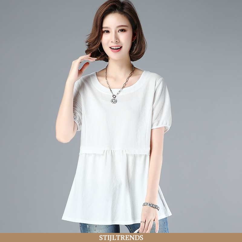 T-shirts Dames Elegante Ronde Hals Witte