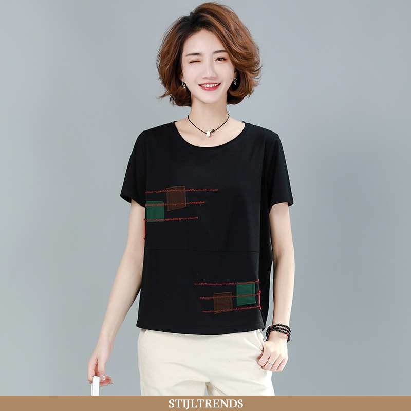 T-shirts Dames Katoenen Korte Mouw Jasje