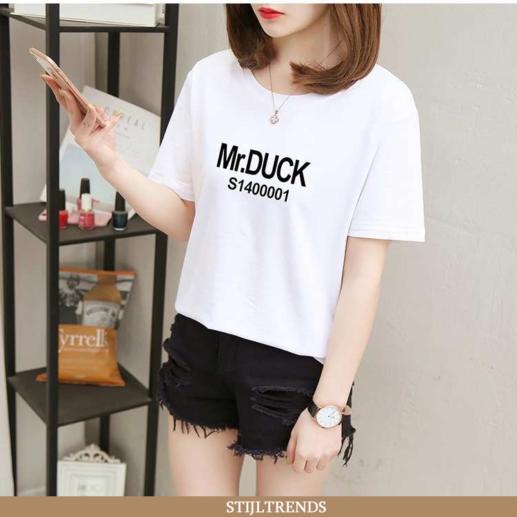 T-shirts Dames Katoenen Lente Zuiver Wit