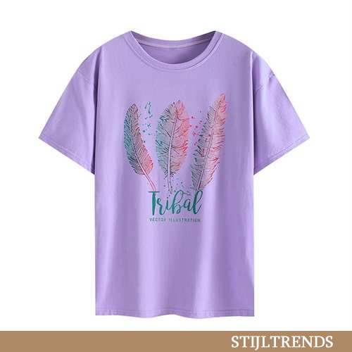 T-shirts Dames Katoenen Print Purper