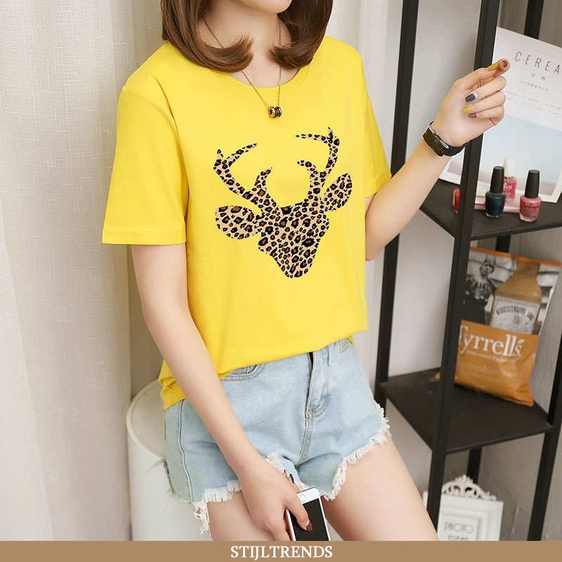 T-shirts Dames Korte Mouw Cartoon Geel