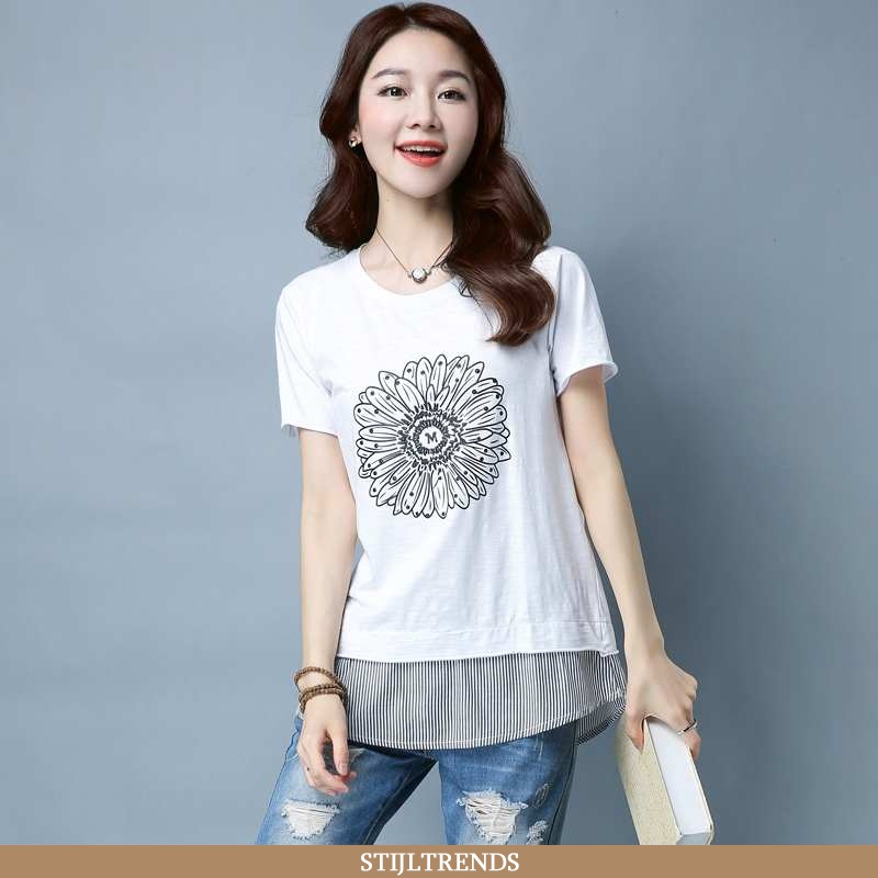T-shirts Dames Korte Mouw Gemiddelde Witte