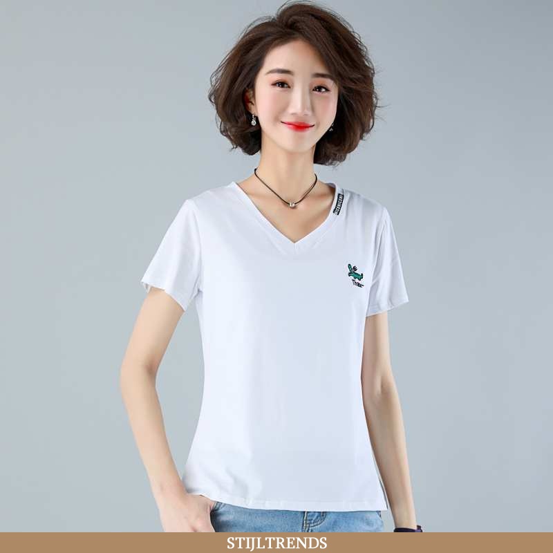 T-shirts Dames Korte Mouw Wit Witte