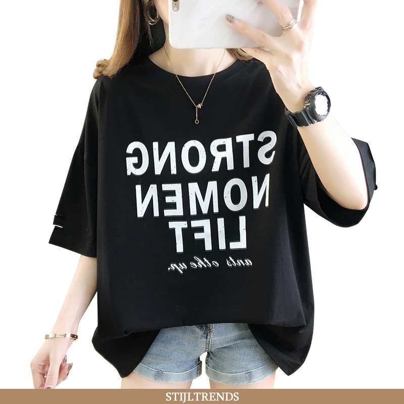 T-shirts Dames Korte Mouw Zwart Zwarte