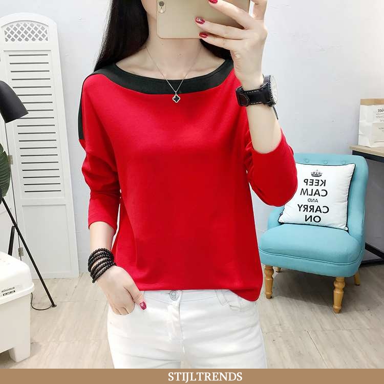 T-shirts Dames Onderhemd Katoenen Slim Fit Rood