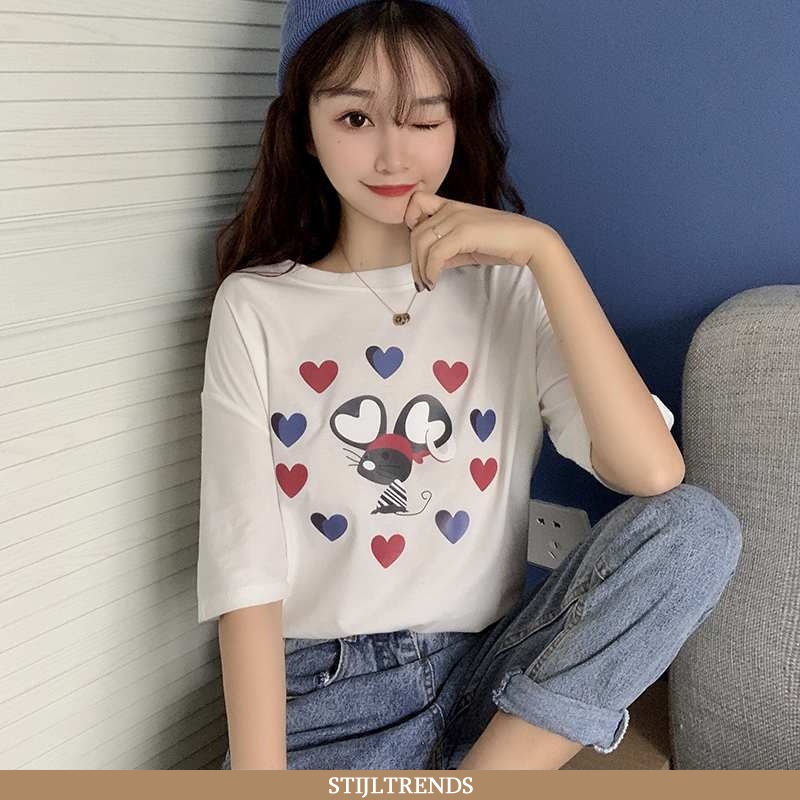 T-shirts Dames Print Nieuw Witte