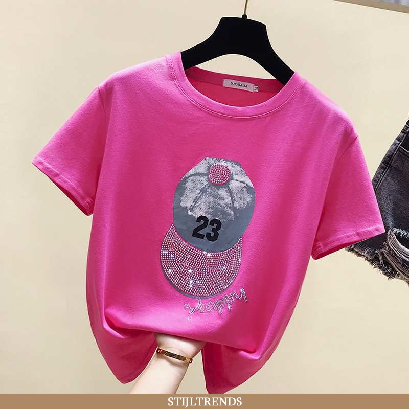 T-shirts Dames Zomer Rood Roos