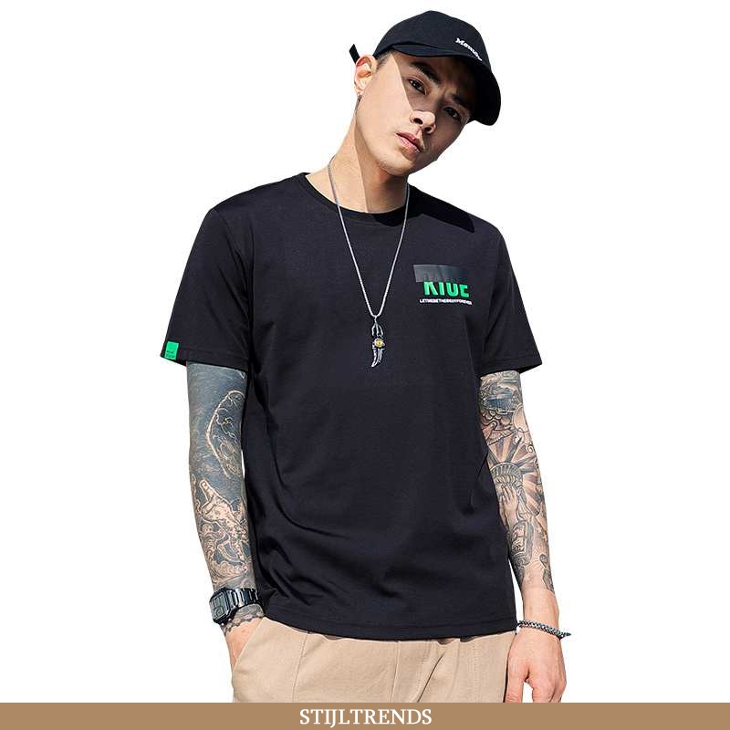 T-shirts Heren Baggy Halve Mouw Zwarte