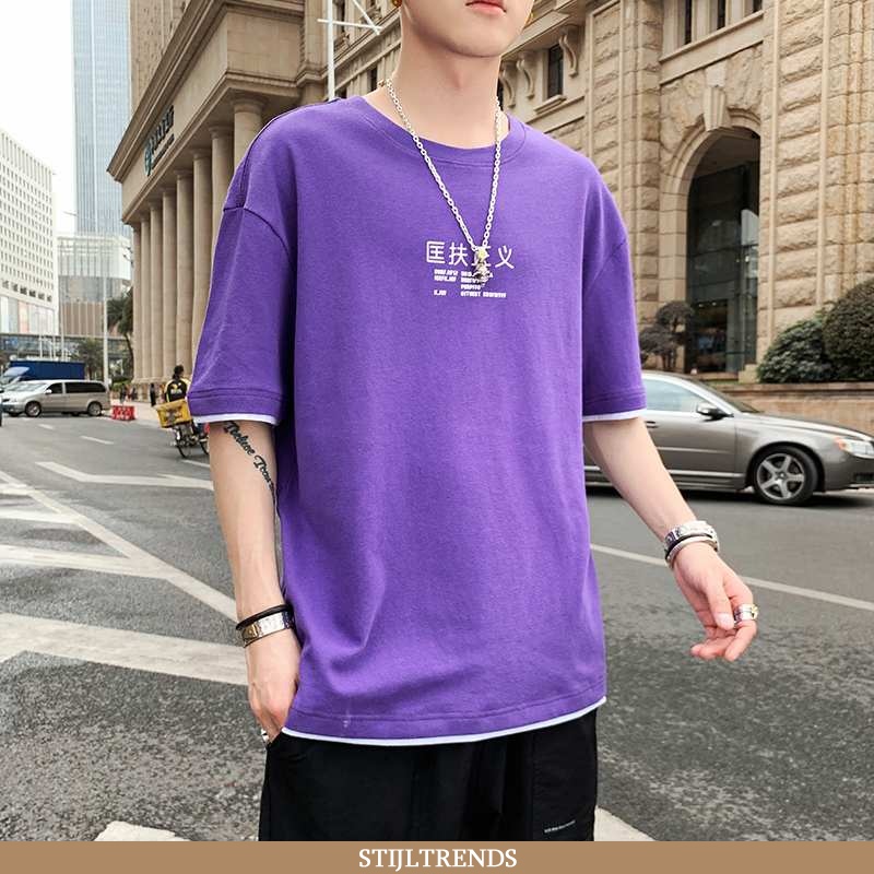 T-shirts Heren Korte Mouw Purper