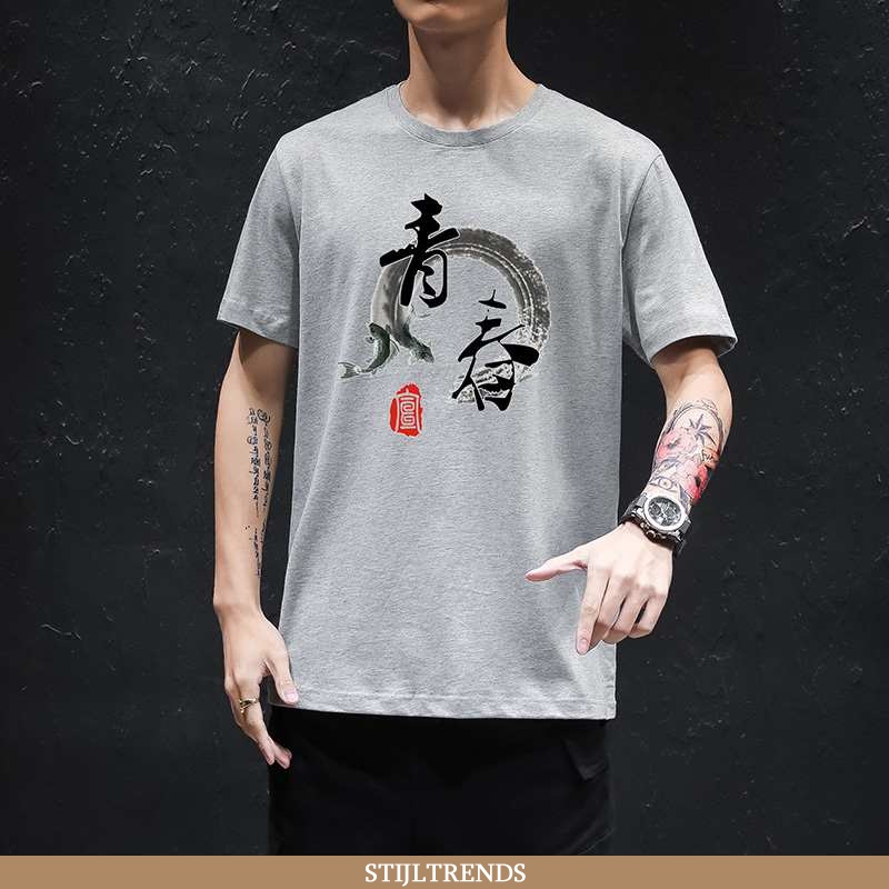 T-shirts Heren Korte Mouw Ronde Hals Grijs