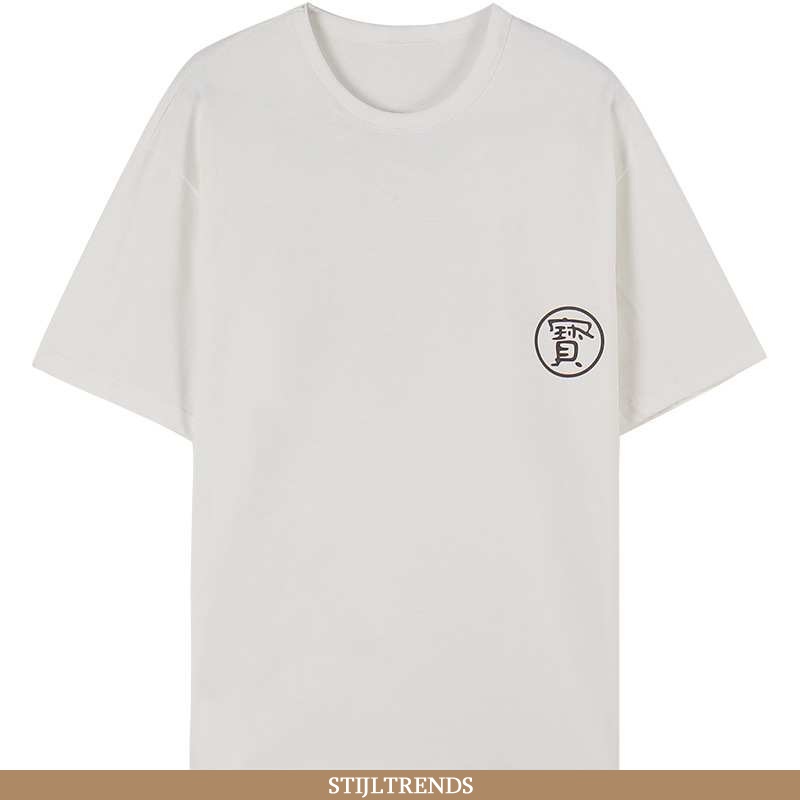 T-shirts Heren Tas Katoenen Korte Mouw Wit