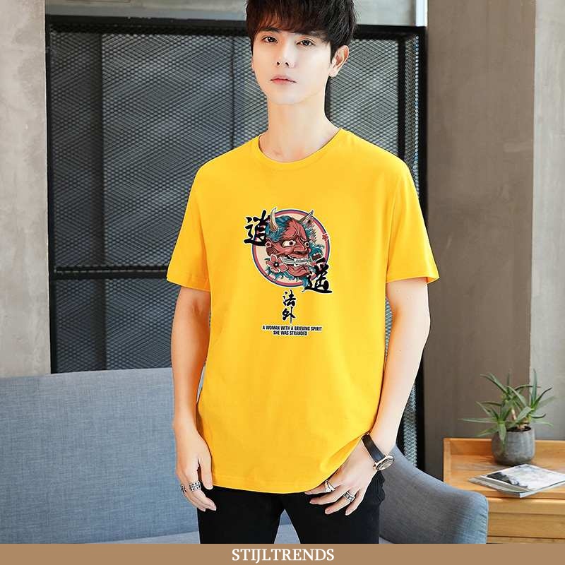T-shirts Heren Zomer Ronde Hals Geel