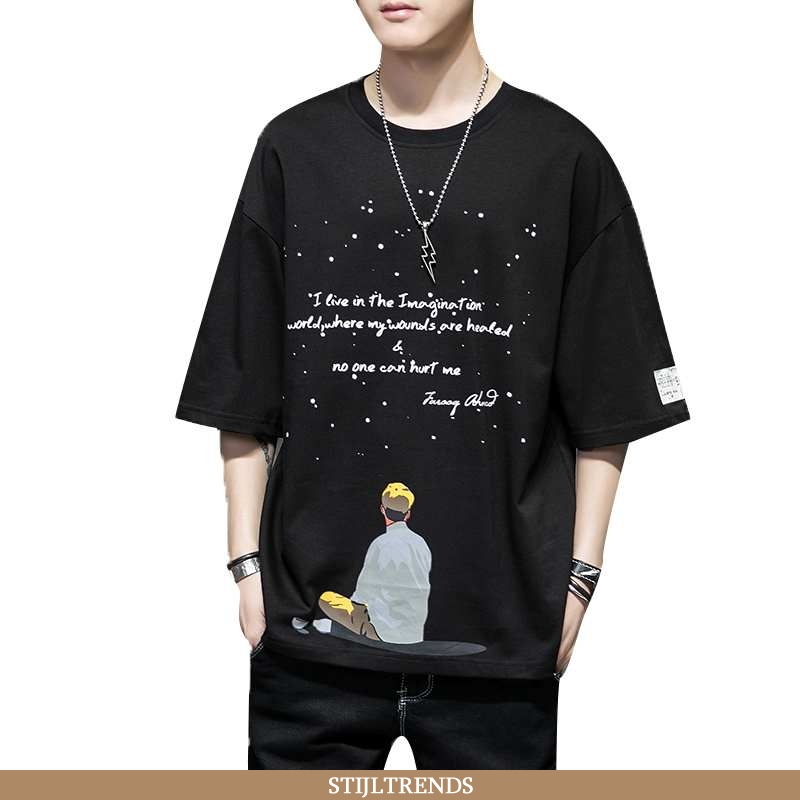 T-shirts Heren Zwart Zwarte