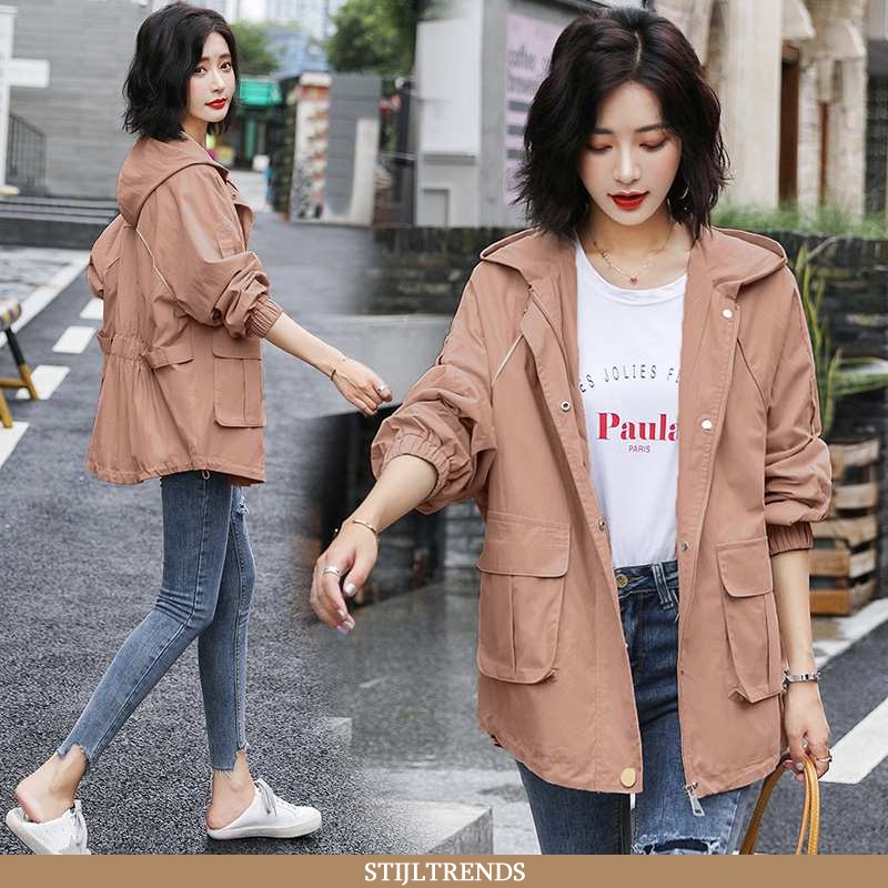 Trenchcoat Dames Comfort Eenvoudige Roze