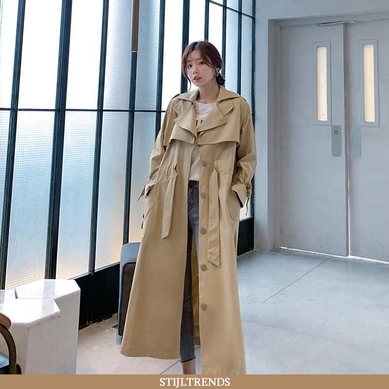 Trenchcoat Dames Herfst Strakke Khaki