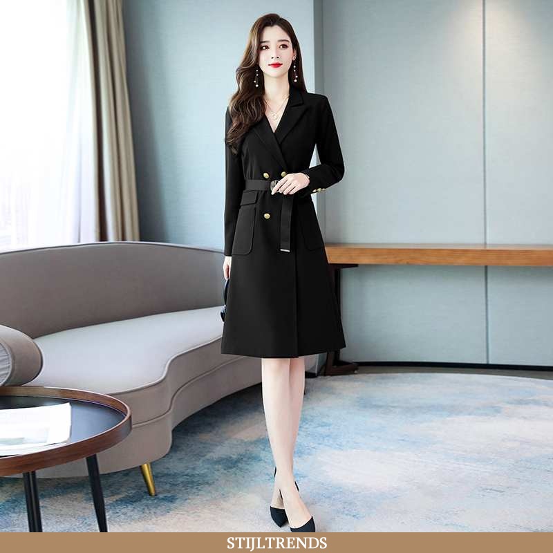 Trenchcoat Dames Jas Herfst Zwart