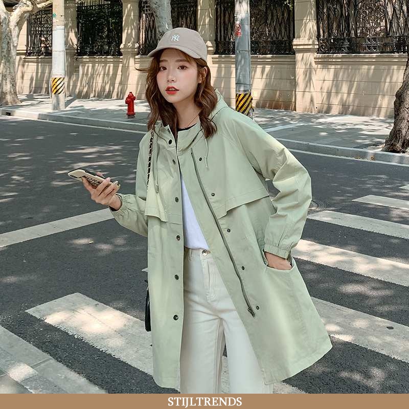 Trenchcoat Dames Jas Lange Effen Kleur