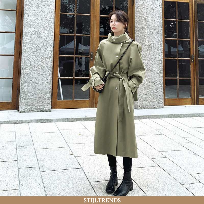 Trenchcoat Dames Lange Groen Turquoise