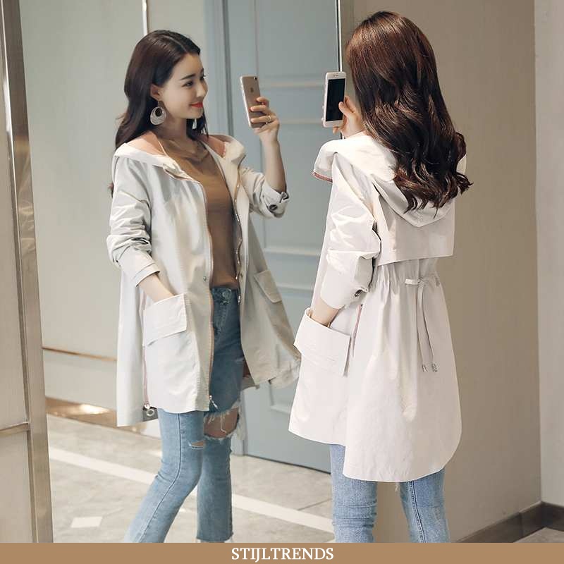 Trenchcoat Dames Lange Wit Witte