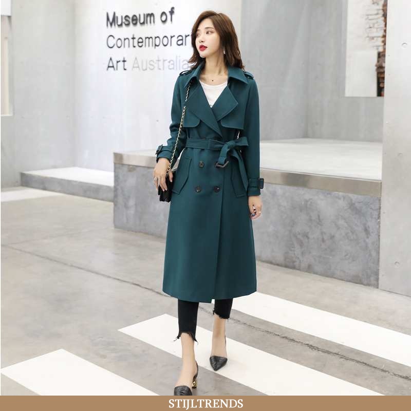 Trenchcoat Dames Trendy Groen Turquoise