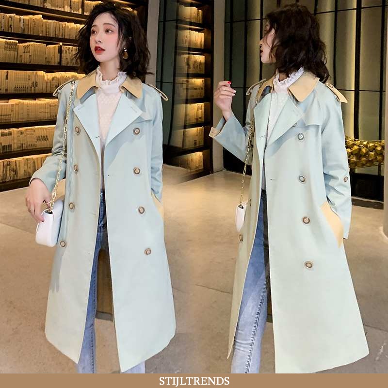 Trenchcoat Dames Trendy Persoonlijk Blauwe