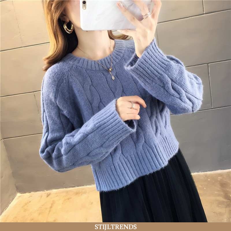 Trui Dames Gebreide Slim Fit Pullover
