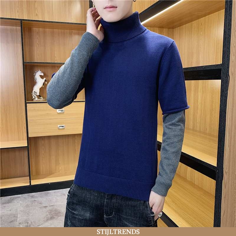 Trui Heren Onderhemd Gebreide Slim Fit Hoge Kraag