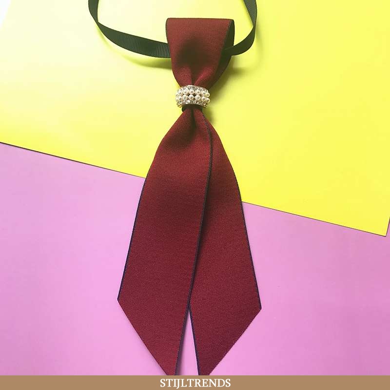 Vlinderdas Dames Blouse Overhemd Brits Bordeaux