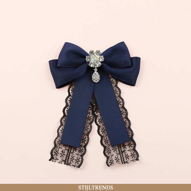 Vlinderdas Dames Blouse Overhemd Brits Donkerblauwe