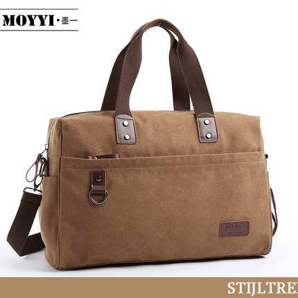 Wandelrugzak Heren Messenger Tas Canvas Wandelen Khaki