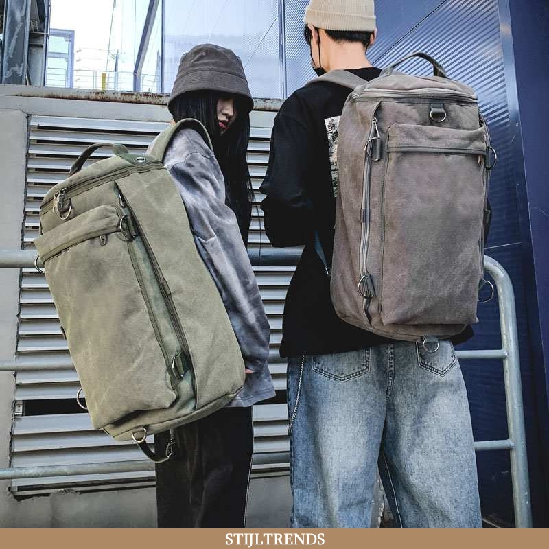 Wandelrugzak Heren Rugzak Canvas Wandelen Sport